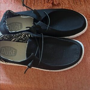 Hey Dude Black and White Casual Loafers